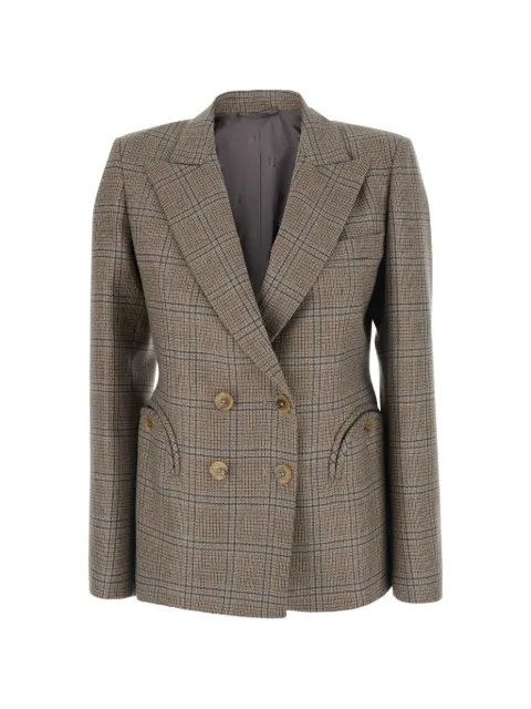Blazé Milano double-breasted check blazer Neutrals BZCHD03SAOJM02