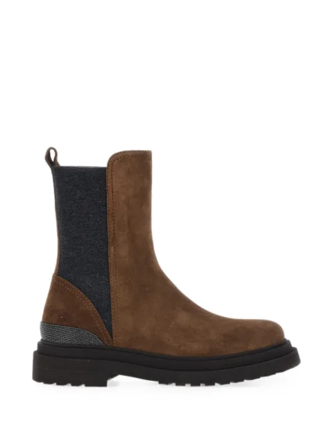 Brunello Cucinelli monili-embellished suede ankle boots Brown MZSFG3307C9884