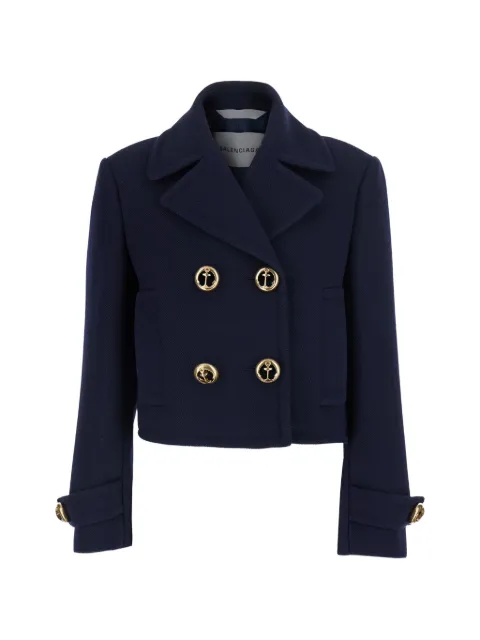 Balenciaga anchor-button cropped jacket Blue A002D7TUU16