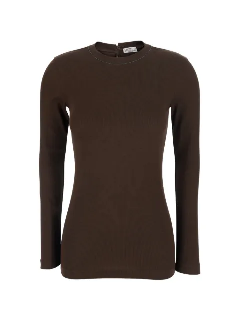 Brunello Cucinelli monili-trim long-sleeve T-shirt Brown MPTC8BJ300C4211