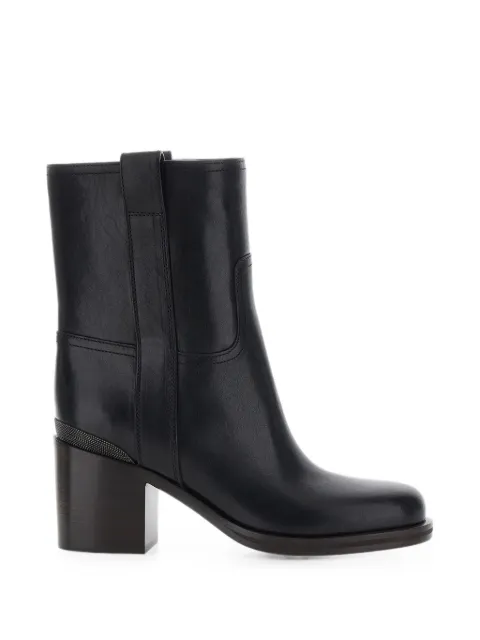 Brunello Cucinelli monili-chain leather ankle boots Black MZSLC3358C101