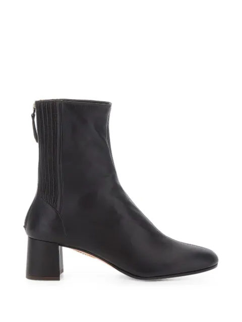 Aquazzura rear-zip ribbed-panel ankle boots Brown SHOMIDB0NAPESPRESSO