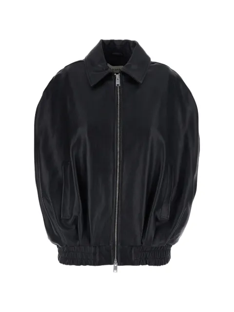 Arma Bina elasticated-hem leather jacket Black 010L26605402