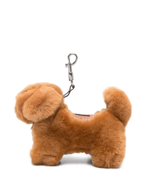 Anya Hindmarch shearling dog-shape keyring Brown 210195