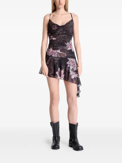 AllSaints floral-print asymmetric dress Black W126DE