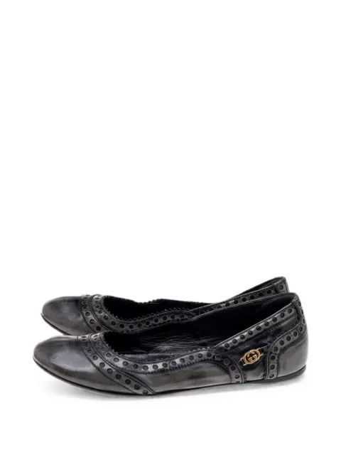 Gucci Pre-Owned Brogue logo-accent ballet flats Grey 563292