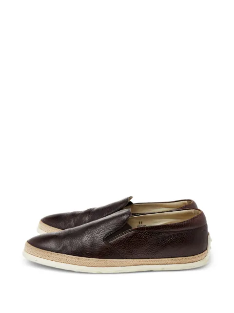 Tod's Vintage slip-on jute-trim sneakers Brown 492021