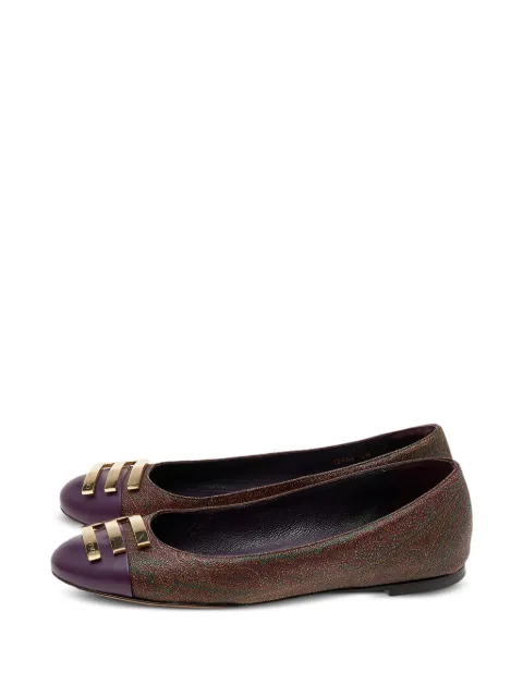Etro Pre-Owned Paisley-print leather-cap ballet flats Brown 574263