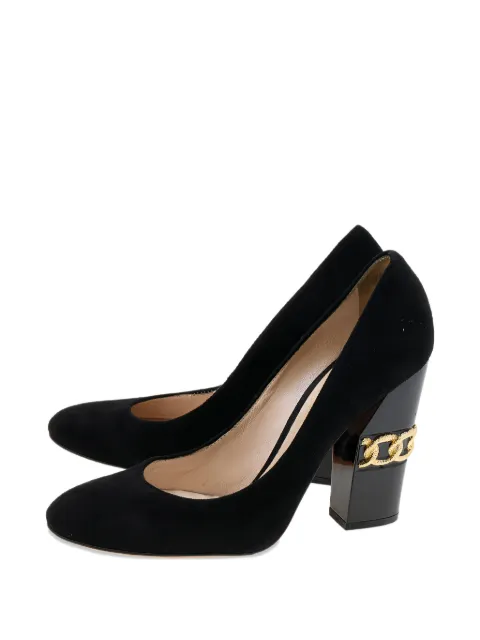 Casadei chain-embellished block-heel pumps Black 615340