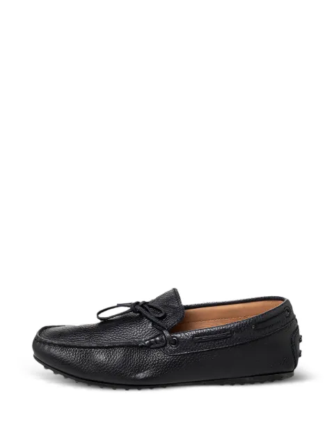 Tod's Vintage tie-fastening pebbled loafers Black 466882