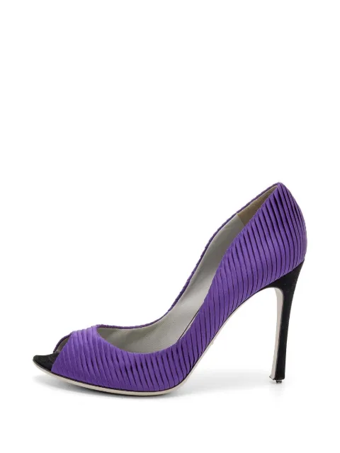 Sergio Rossi Vintage pleated peep-toe pumps Purple 656496