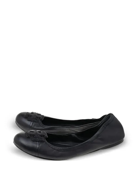 Tory Burch logo-patch ballet flats Black 541439