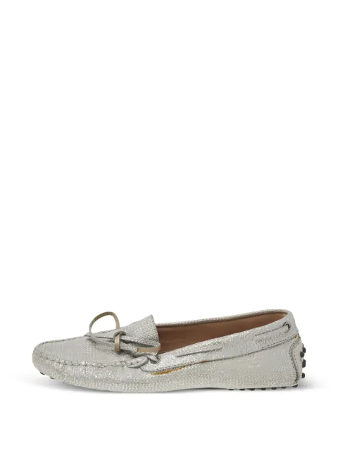 Tod's Vintage bow-detail glitter loafers Silver 494926