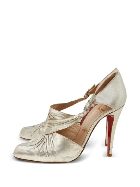 Christian Louboutin Pre-Owned ruffled-detail leather pumps Gold 533299