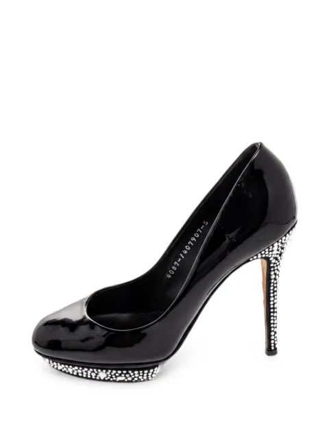 Gina crystal-embellished patent leather pumps Black 485854