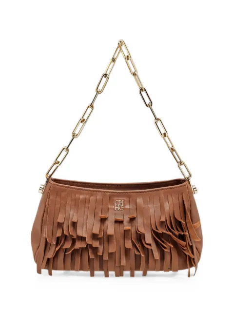 Carolina Herrera Vintage fringed chain tote bag Brown 554936