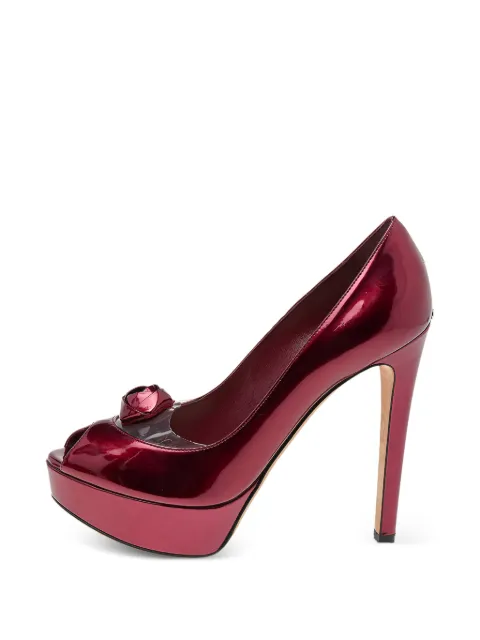Christian Dior Pre-Owned flower peep-toe pumps Red 500285