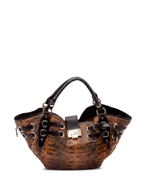 Jimmy Choo Pre-Owned lizard-embossed leather shoulder bag Brown 573067