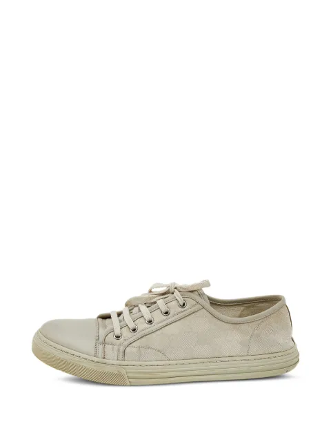 Gucci Pre-Owned GG canvas leather low-top sneakers White 543782