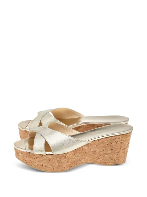 Jimmy Choo Pre-Owned Prima cork wedge sandals Neutrals 563851