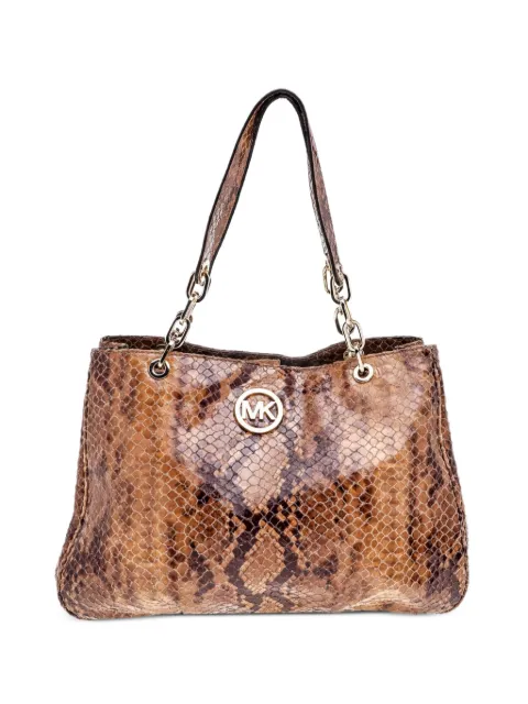 Michael Michael Kors logo-detail python-embossed tote bag Brown 518519