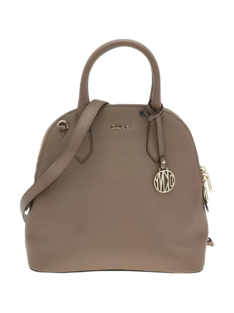 DKNY Vintage logo-charm leather tote bag Brown 596666