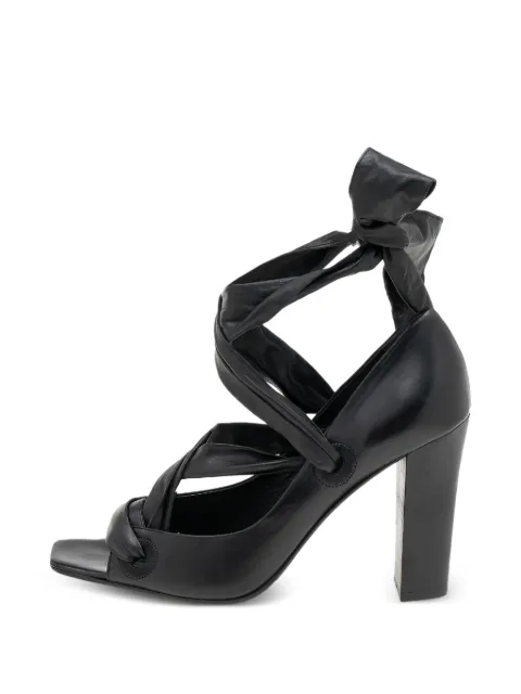Saint Laurent Pre-Owned open-toe ankle-wrap pumps Black 611155