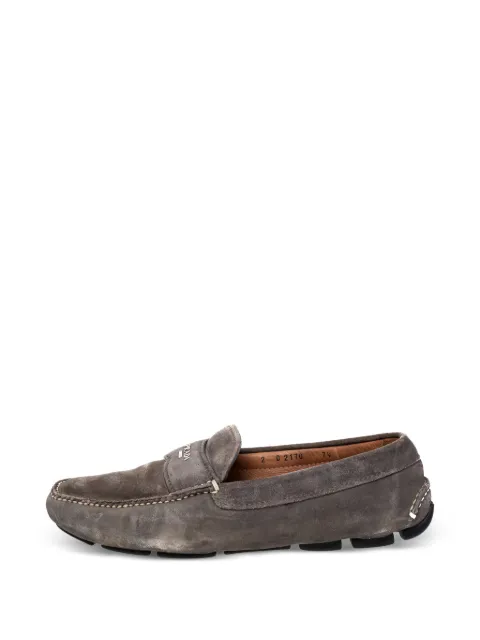 Prada Pre-Owned logo-detail suede loafers Grey 471791