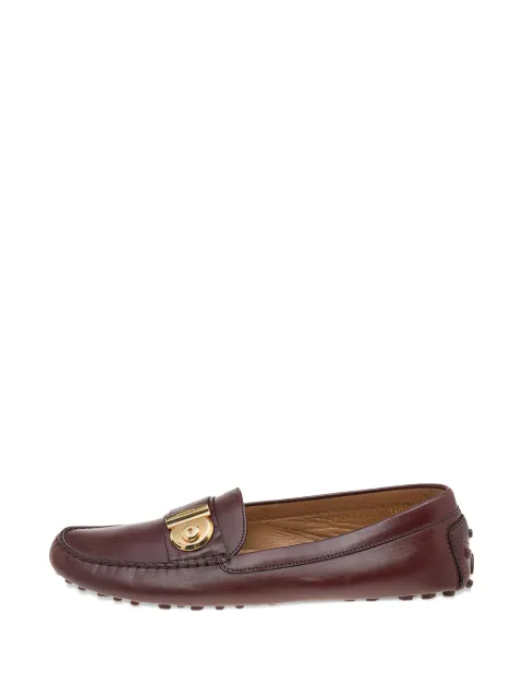 Ferragamo Pre-Owned Gancini plaque leather loafers Brown 569312