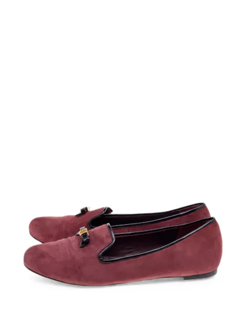 Tory Burch bow-detail suede loafers Red 596715