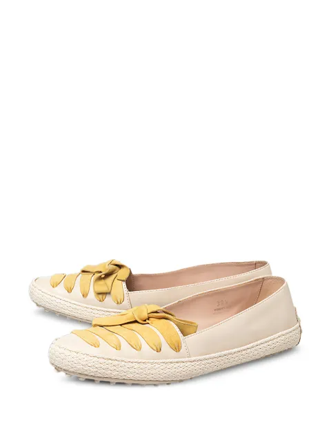 Tod's Vintage bow leather espadrille ballet flats Neutrals 466702