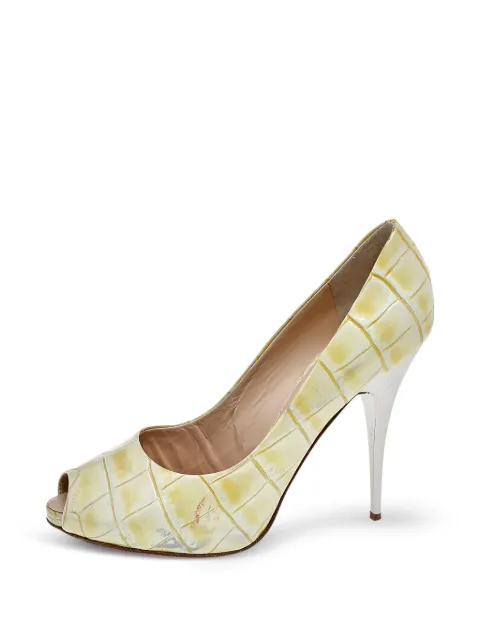 Giuseppe Zanotti Vintage croc-embossed peep-toe pumps Yellow 520711
