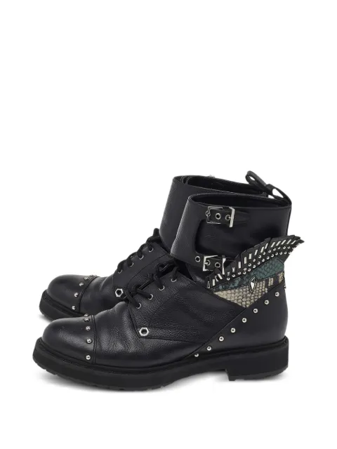 Fendi Pre-Owned buckled python-embossed ankle boots Black 514813