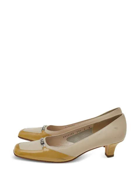 Ferragamo Pre-Owned logo-plaque block-heel pumps Neutrals 520763