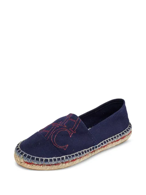 Carolina Herrera Vintage slip-on monogram-detailed canvas flat espadrilles Blue 499723