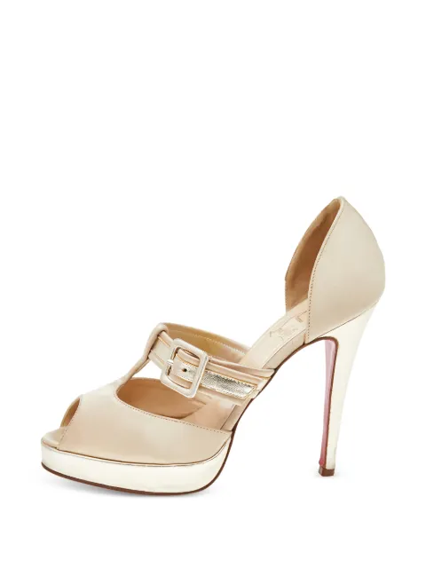 Christian Louboutin Pre-Owned peep-toe buckled pumps Neutrals 533221