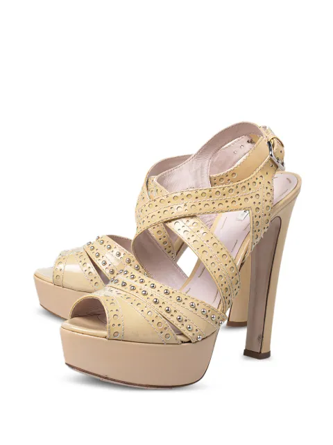 Miu Miu Pre-Owned patent leather platform sandals Yellow 466756