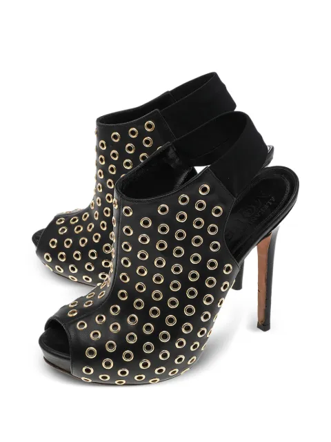 Alexander McQueen Pre-Owned grommet peep-toe ankle boots Black 565022