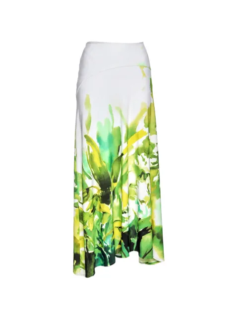 Roberto Cavalli Vintage nature-printed jersey midi skirt White 565140