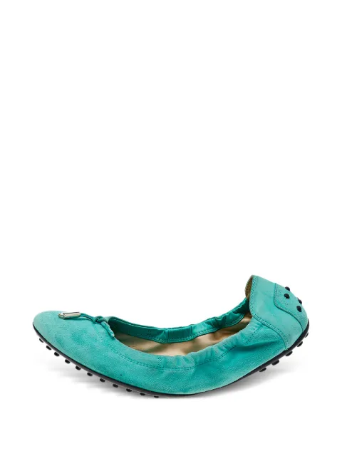Tod's Vintage bow scrunch ballet flats Green 499700