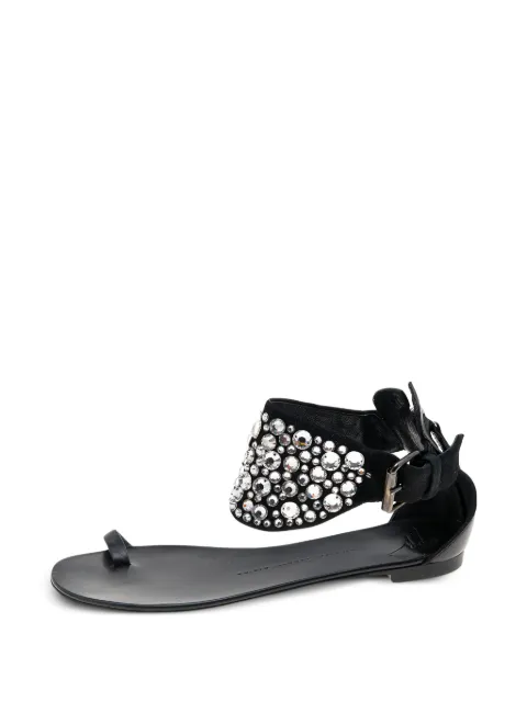 Giuseppe Zanotti Vintage embellished ankle-wrap flat sandals Black 596863
