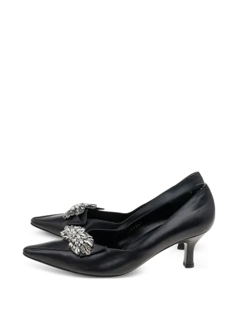 Ferragamo Pre-Owned crystal-embellished leather pumps Black 595873