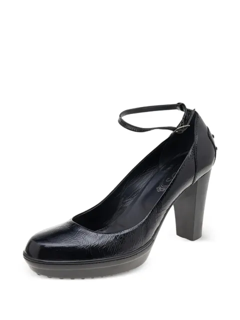 Tod's Vintage patent leather buckle-strap pumps Black 596761