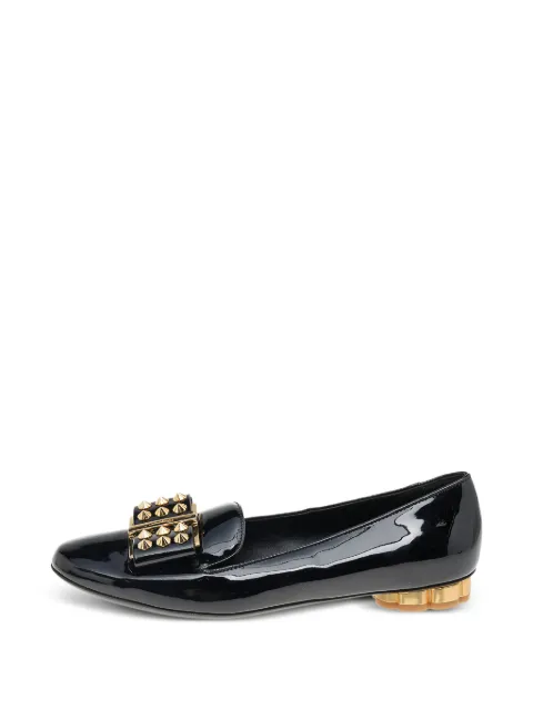 Ferragamo Pre-Owned patent leather flat pumps Black 569345