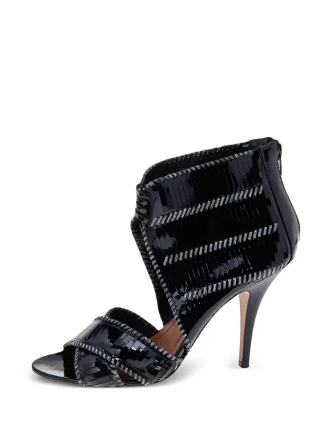 Givenchy Pre-Owned stripe-cut patent-leather ankle boots Black 562289