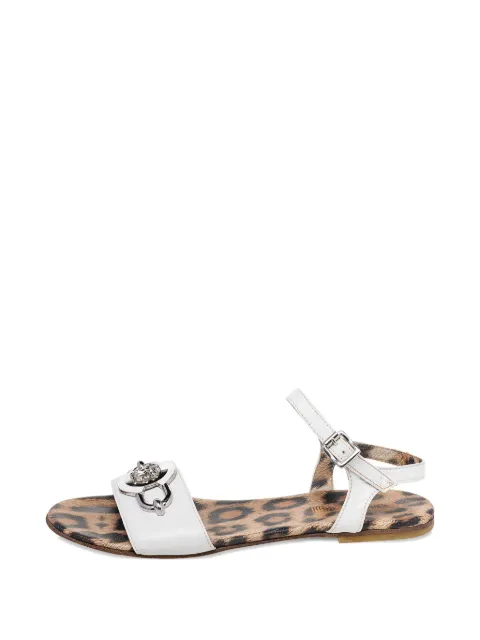 Roberto Cavalli Vintage embellished leather sandals White 471773