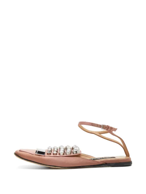 Sergio Rossi Vintage crystal-embellished ankle-strap flat sandals Pink 649027