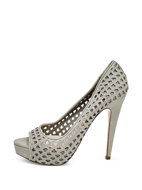 Miu Miu Pre-Owned laser-cut platform pumps Grey 499745