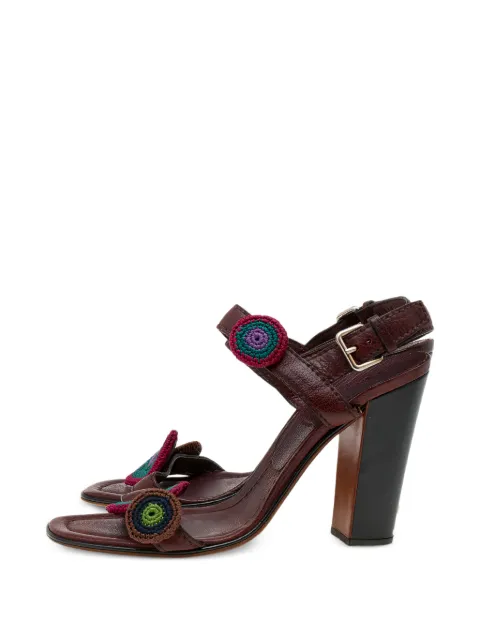 Prada Pre-Owned floral-embroidered heeled sandals Brown 612727