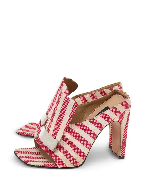 Sergio Rossi Vintage striped metal-detail heeled sandals Red 561625